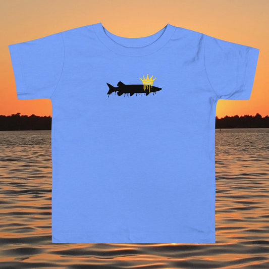 toddler t shirt musky fish silhouette with crown fishing design