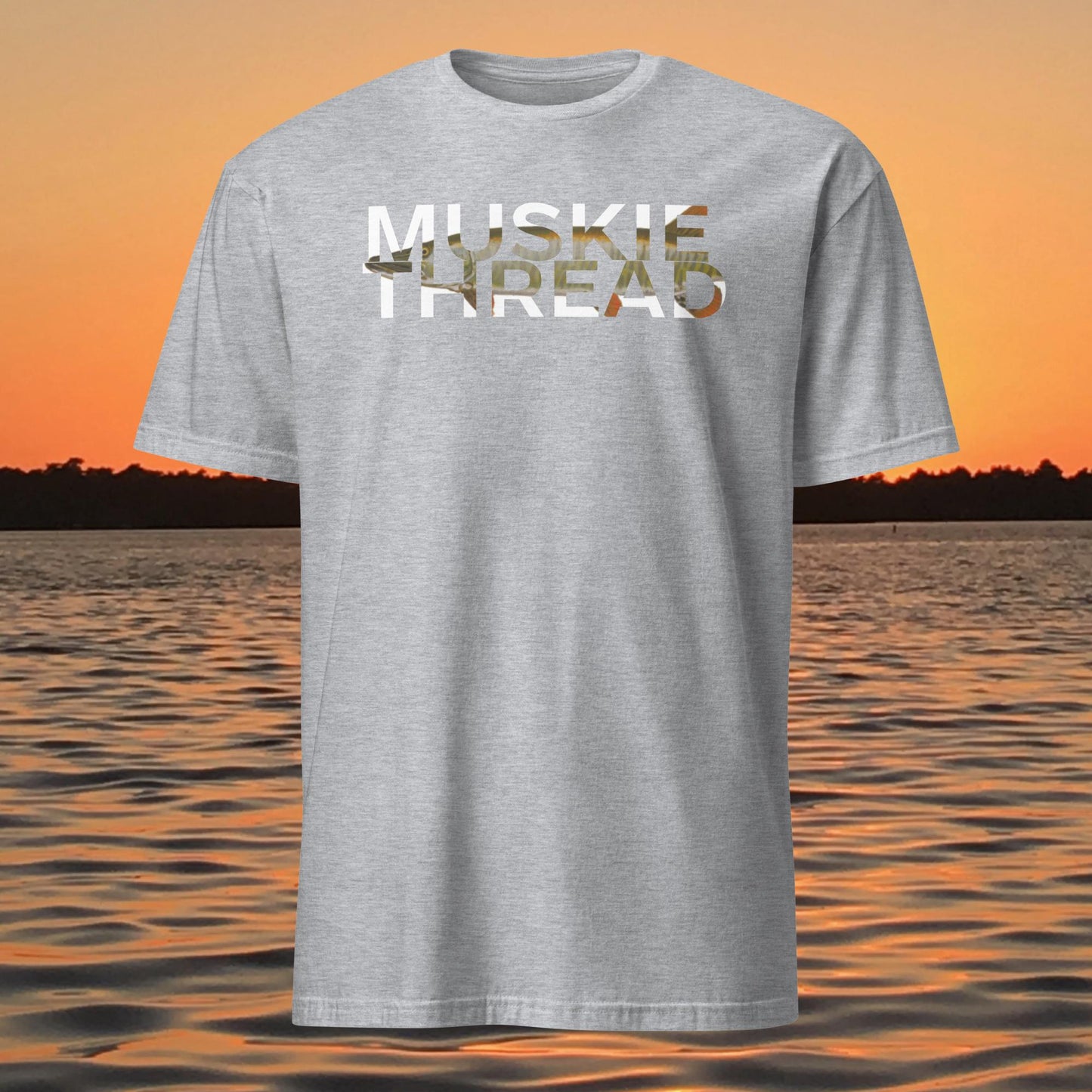 ghosted musky shirt musky thread minimalist muskie fishing t shirt grey