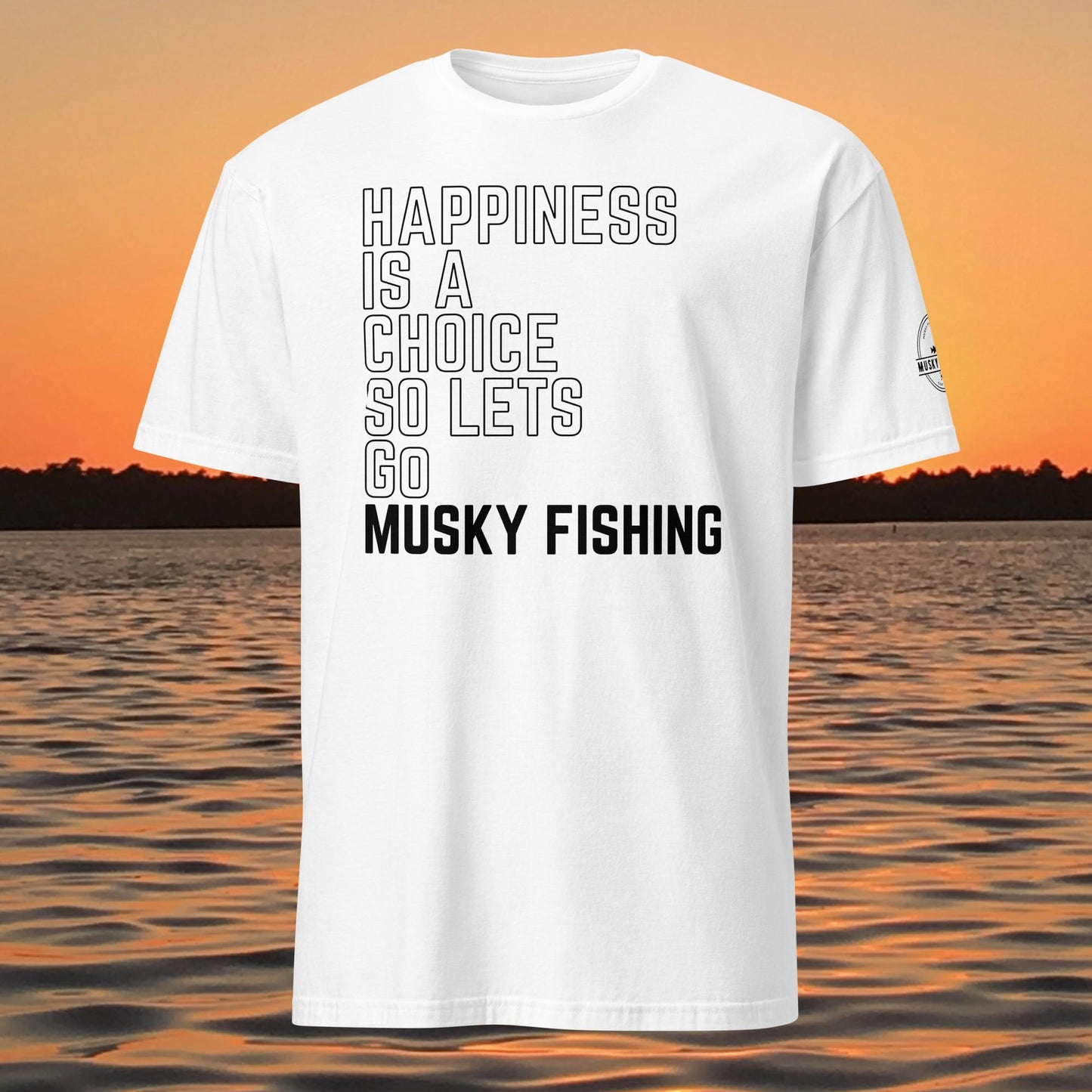 muskie fishing shirt happiness is a choice musky fishing graphic tee white