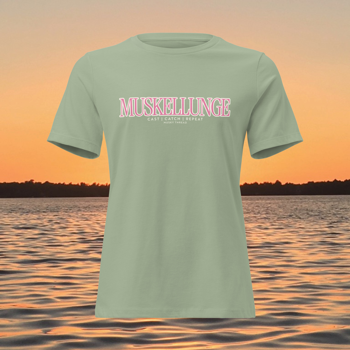 Muskellunge Fishing T-Shirt for Women — Cast Catch Repeat Musky Tee — Cute Fishing Shirt Gift for Her