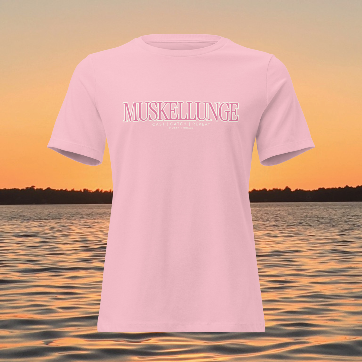 Muskellunge Fishing T-Shirt for Women — Cast Catch Repeat Musky Tee — Cute Fishing Shirt Gift for Her