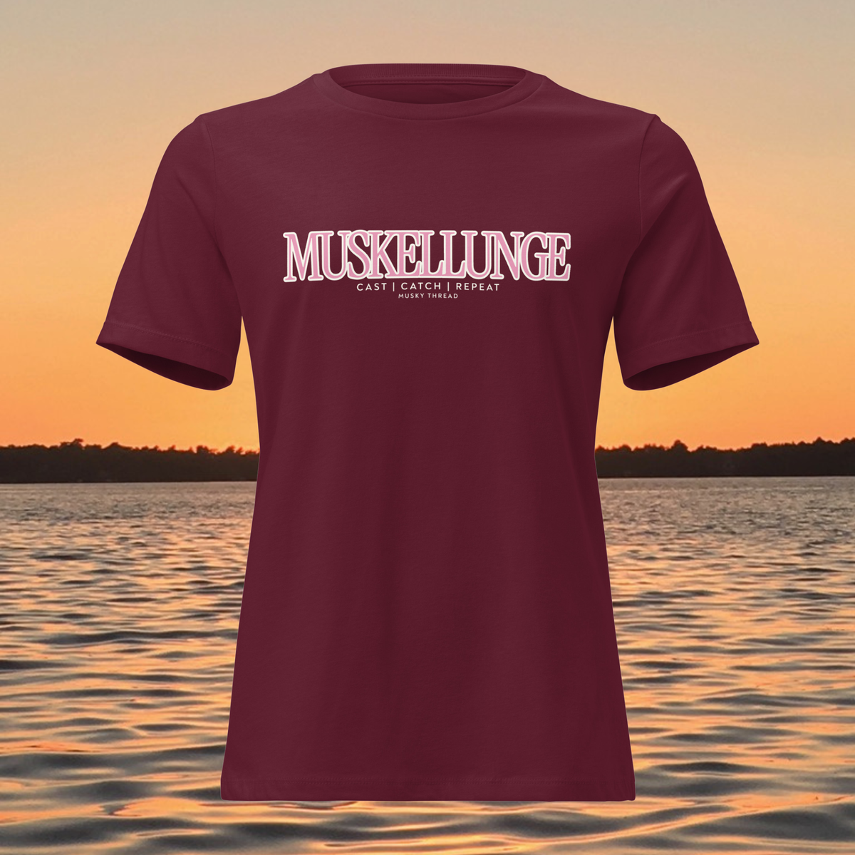 Muskellunge Fishing T-Shirt for Women — Cast Catch Repeat Musky Tee — Cute Fishing Shirt Gift for Her