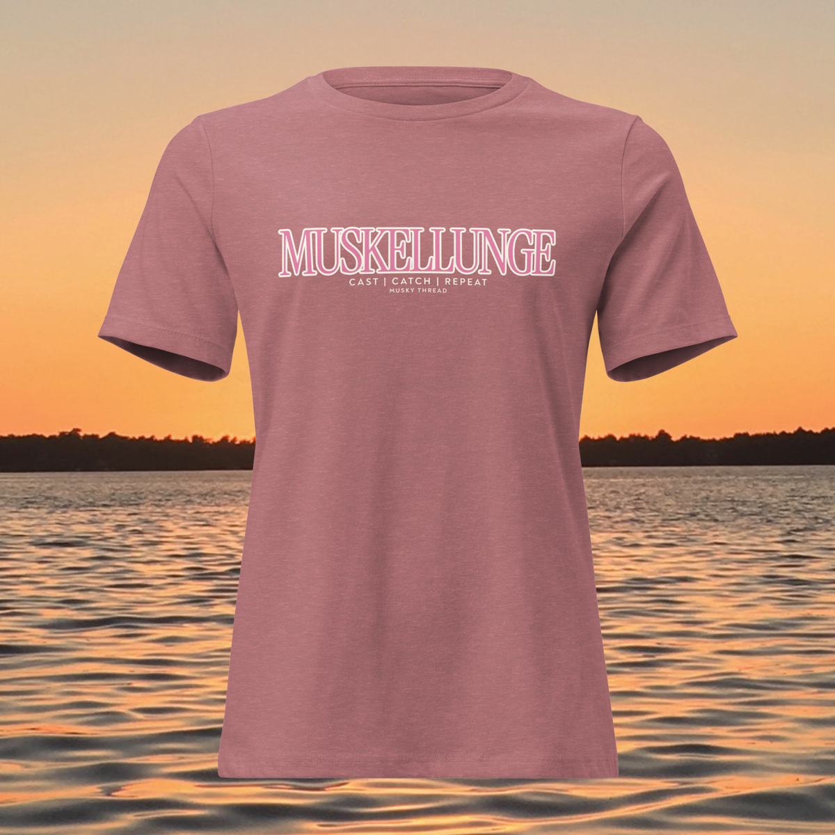 Muskellunge Fishing T-Shirt for Women — Cast Catch Repeat Musky Tee — Cute Fishing Shirt Gift for Her