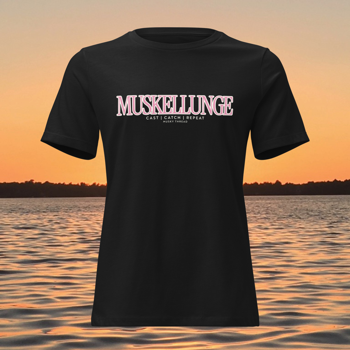 Muskellunge Fishing T-Shirt for Women — Cast Catch Repeat Musky Tee — Cute Fishing Shirt Gift for Her