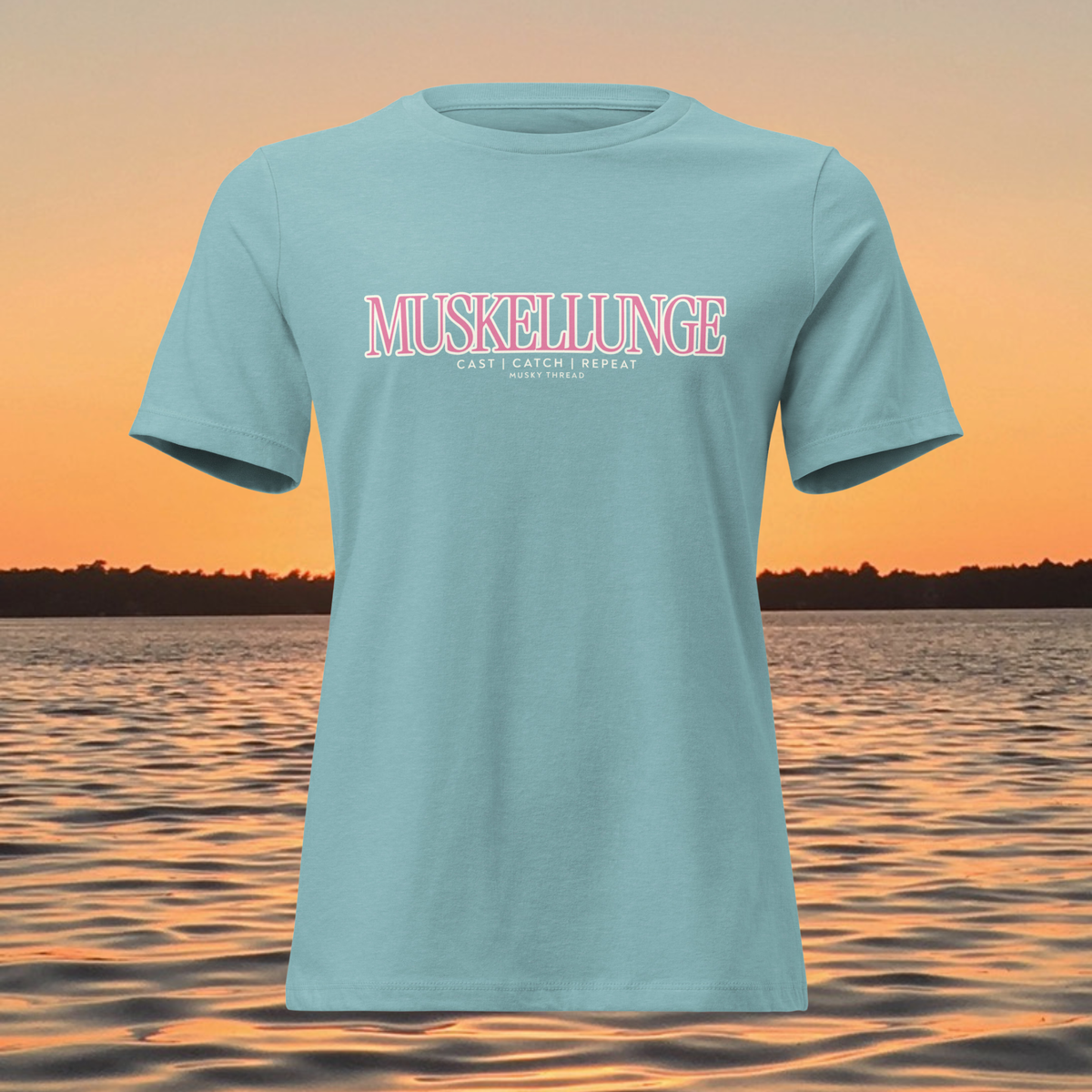 Muskellunge Fishing T-Shirt for Women — Cast Catch Repeat Musky Tee — Cute Fishing Shirt Gift for Her