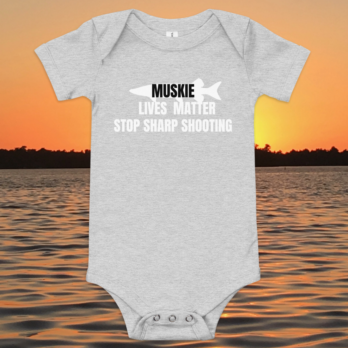 baby bodysuit muskie lives matter stop sharp shooting fishing design