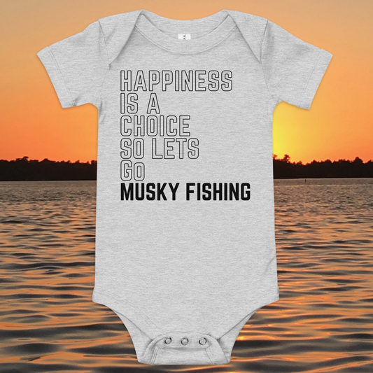 baby bodysuit happiness is a choice musky fishing quote design