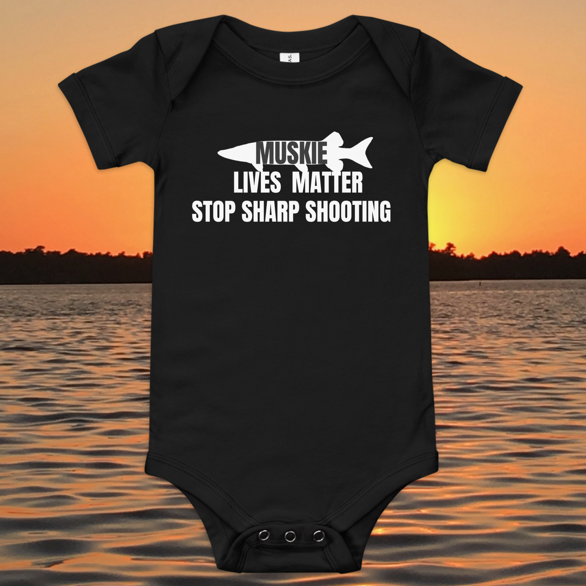 baby bodysuit muskie lives matter stop sharp shooting fishing design
