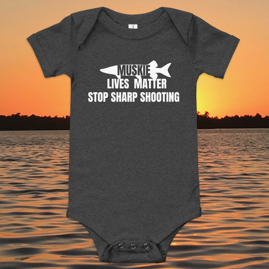 baby bodysuit muskie lives matter stop sharp shooting fishing design