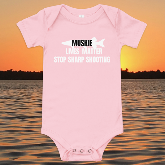 baby bodysuit muskie lives matter stop sharp shooting fishing design