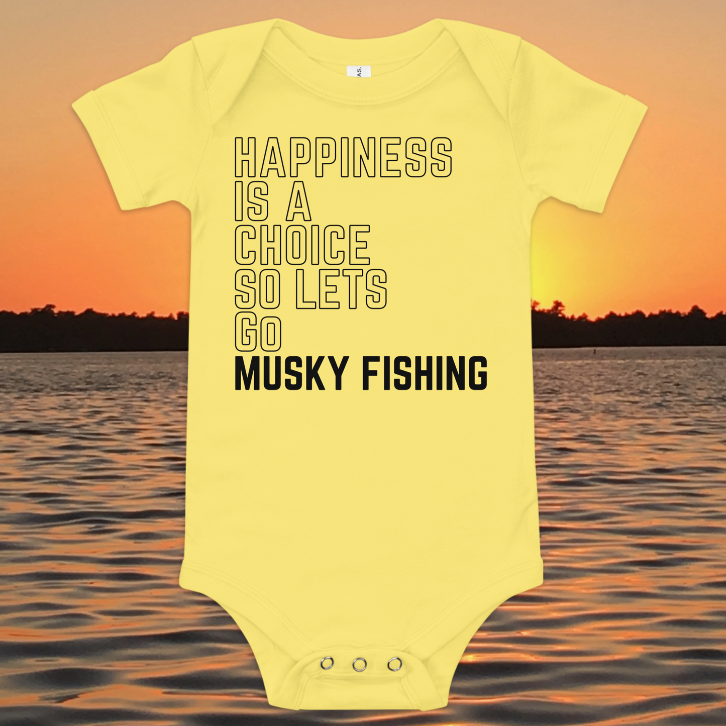 baby bodysuit happiness is a choice musky fishing quote design