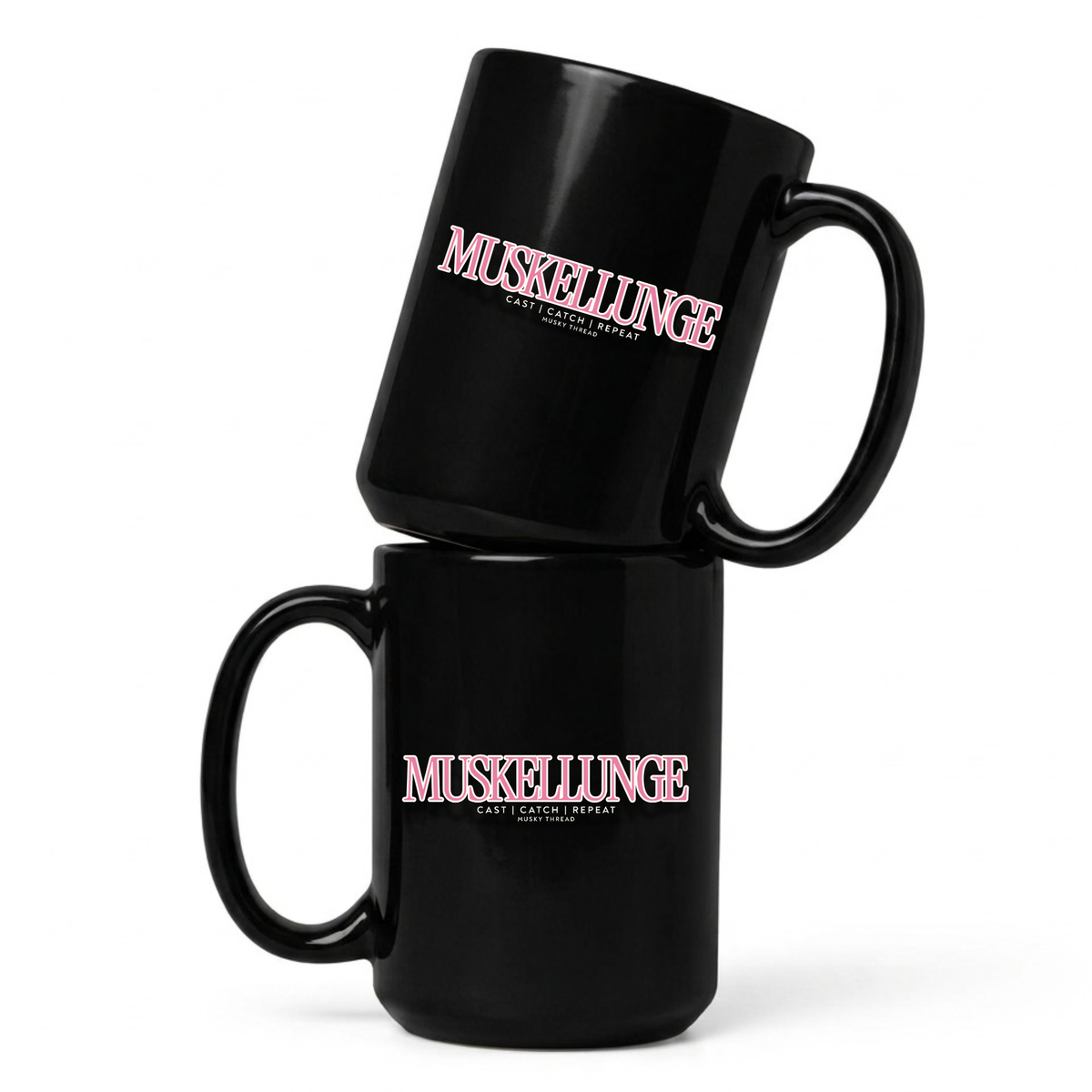 Muskellunge Fishing Mug - Cast Catch Repeat Mug – Black Musky Fishing Coffee Mug, Funny Fisherman Gift for Musky Anglers