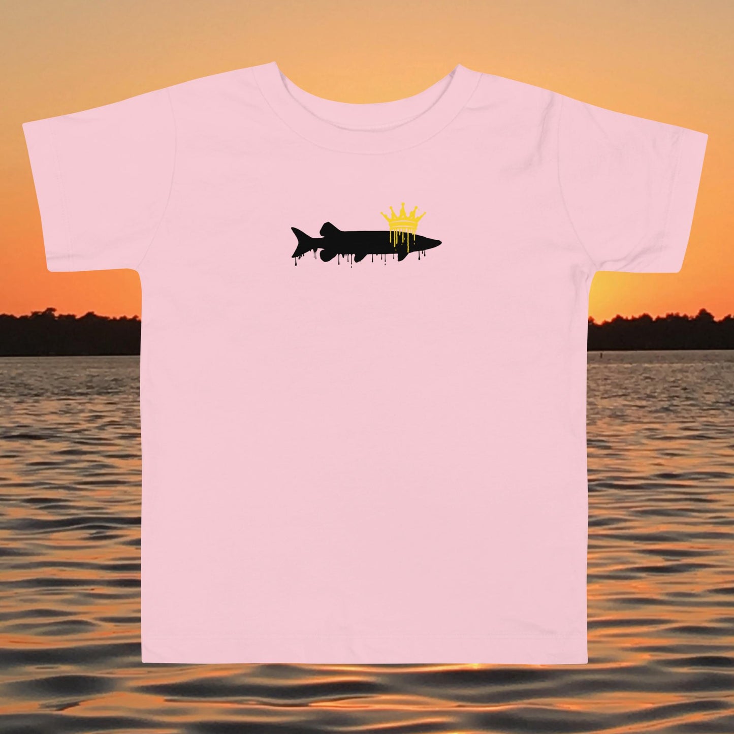 toddler t shirt musky fish silhouette with crown fishing design