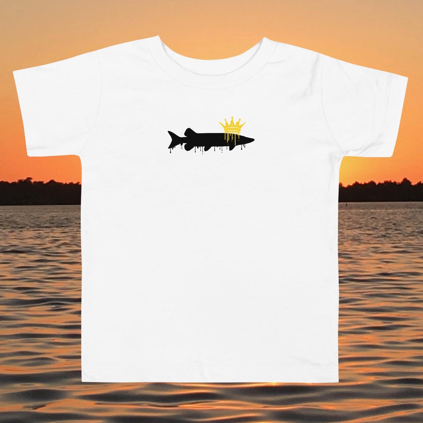 toddler t shirt musky fish silhouette with crown fishing design
