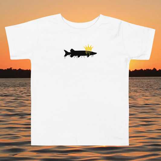 toddler t shirt musky fish silhouette with crown fishing design