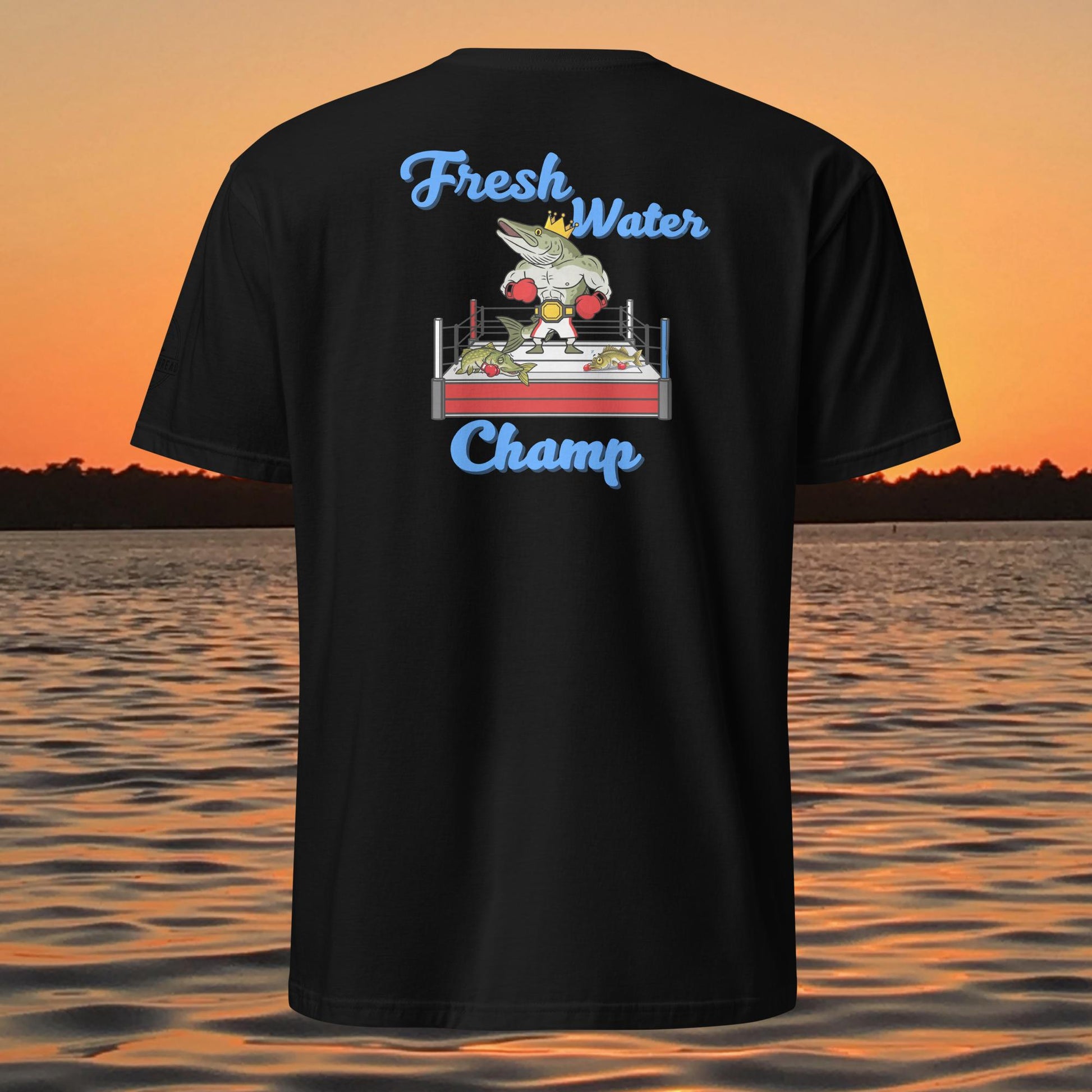 funny muskie fishing shirt fresh water champ musky graphic tee Black