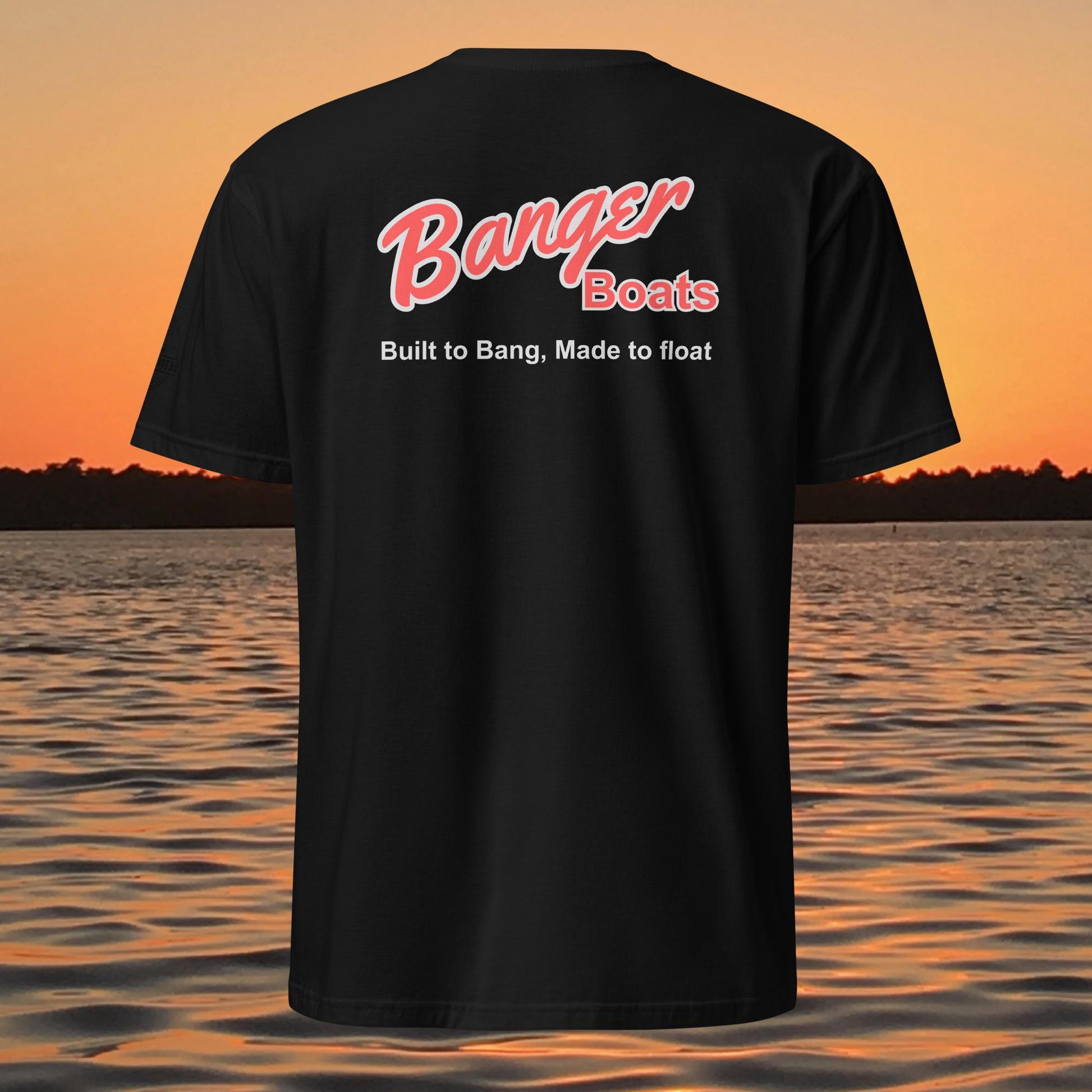 funny muskie fishing shirt built to bang made to float design black