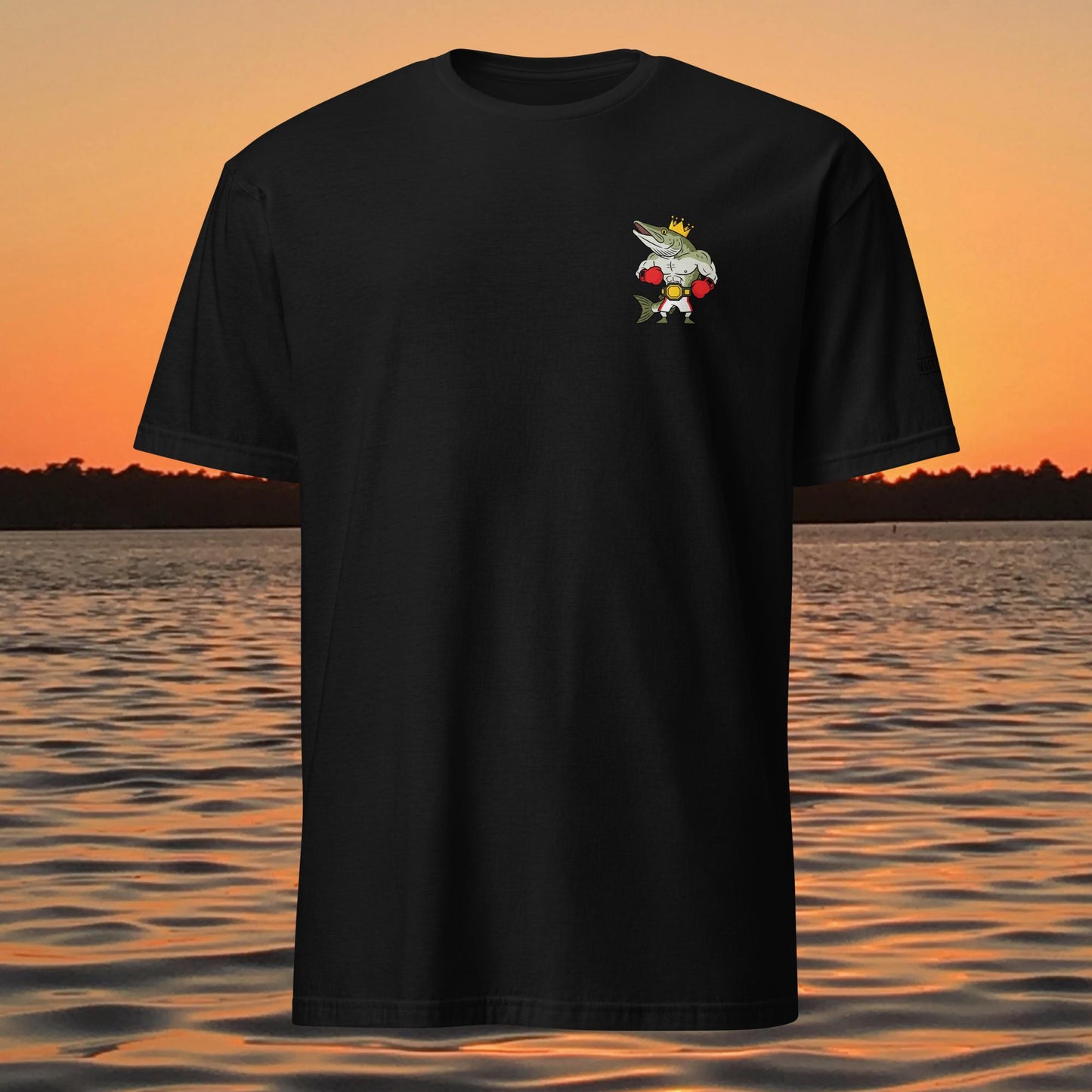 funny muskie fishing shirt fresh water champ musky graphic tee black