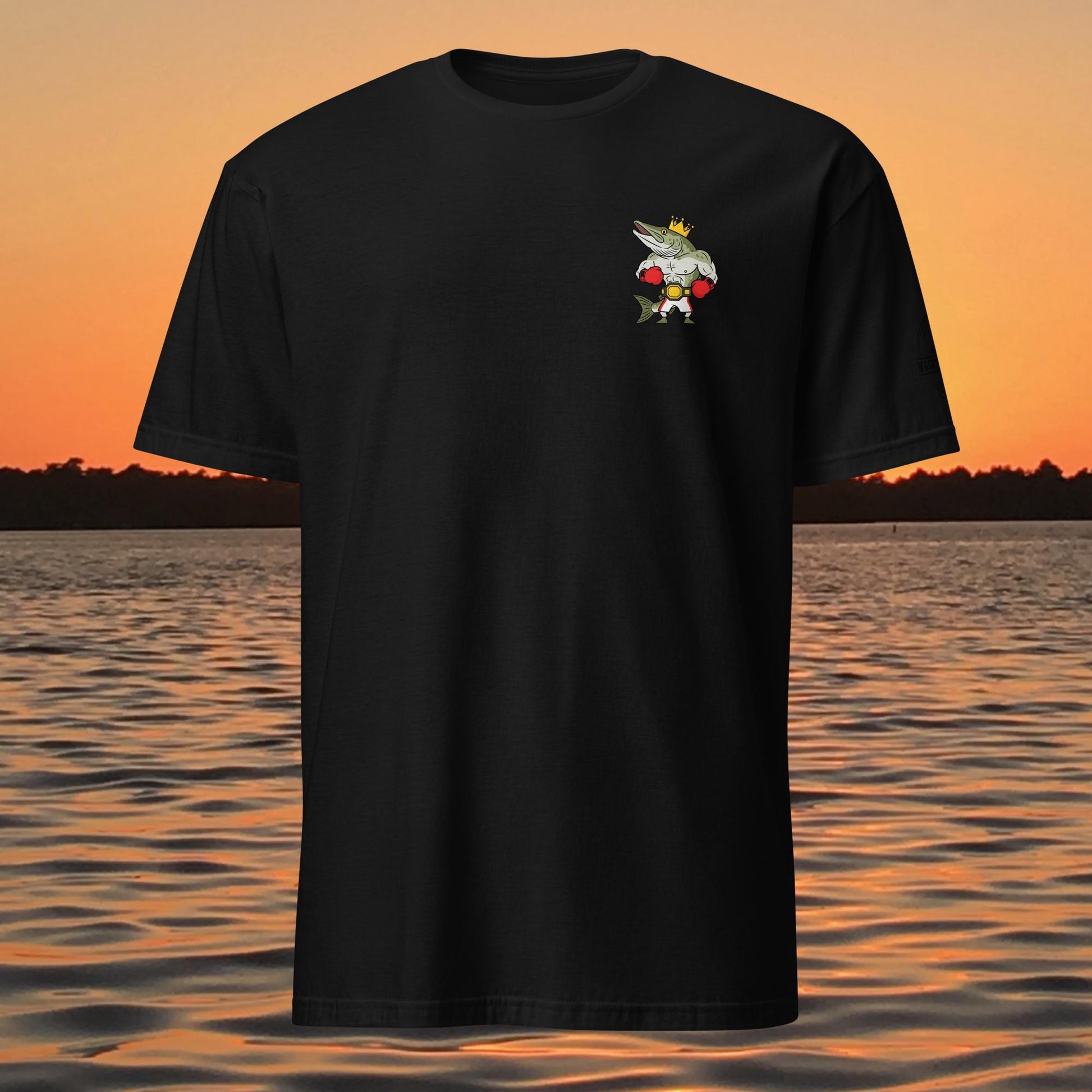 funny muskie fishing shirt fresh water champ musky graphic tee black