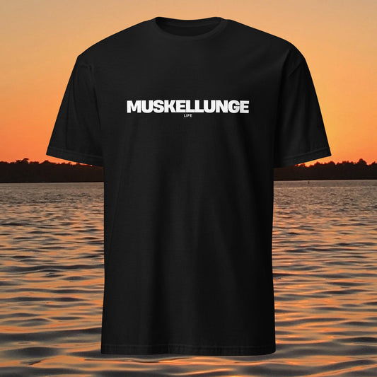 muskellunge muskie fishing shirt minimal design black t shirt black