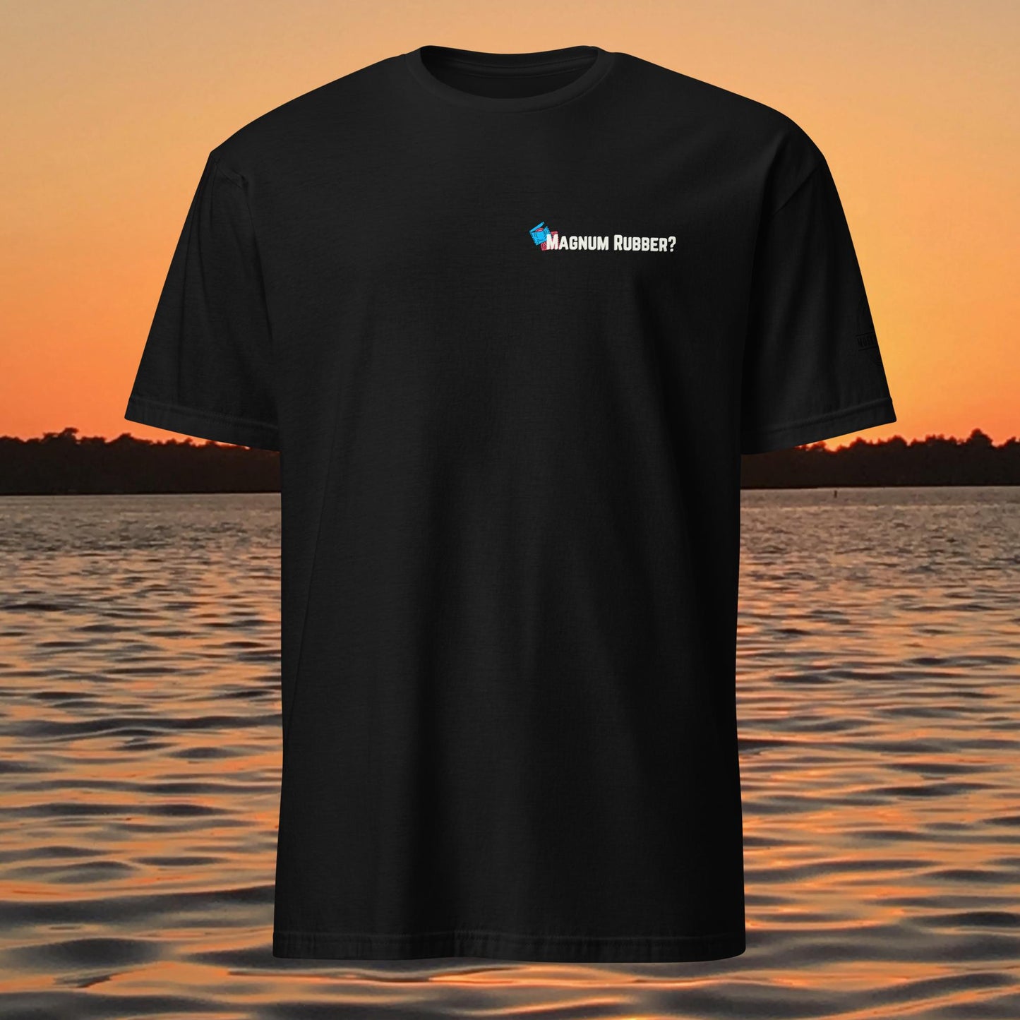 funny muskie fishing shirt musky hunting magnum rubber design back print black