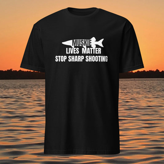 Muskie Lives Matter Stop Sharp Shooting musky fishing t-shirt design