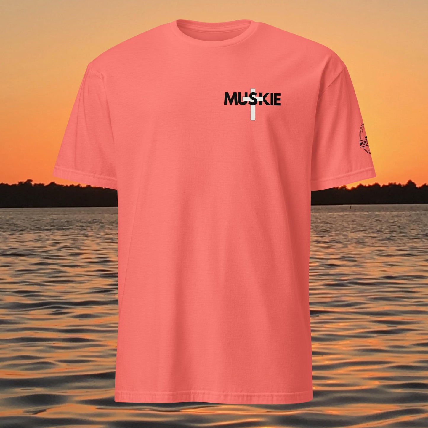 minimalist muskie cross fishing t shirt small chest musky fishing design
