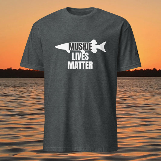 muskie lives matter muskie fishing shirt graphic tee dark grey