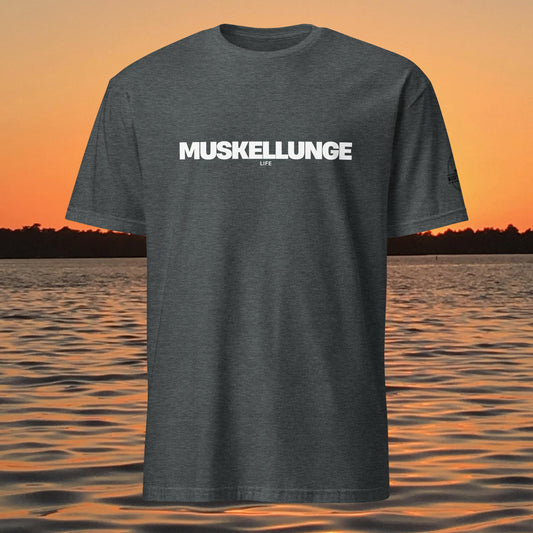 muskellunge muskie fishing shirt minimal design black t shirt dark grey