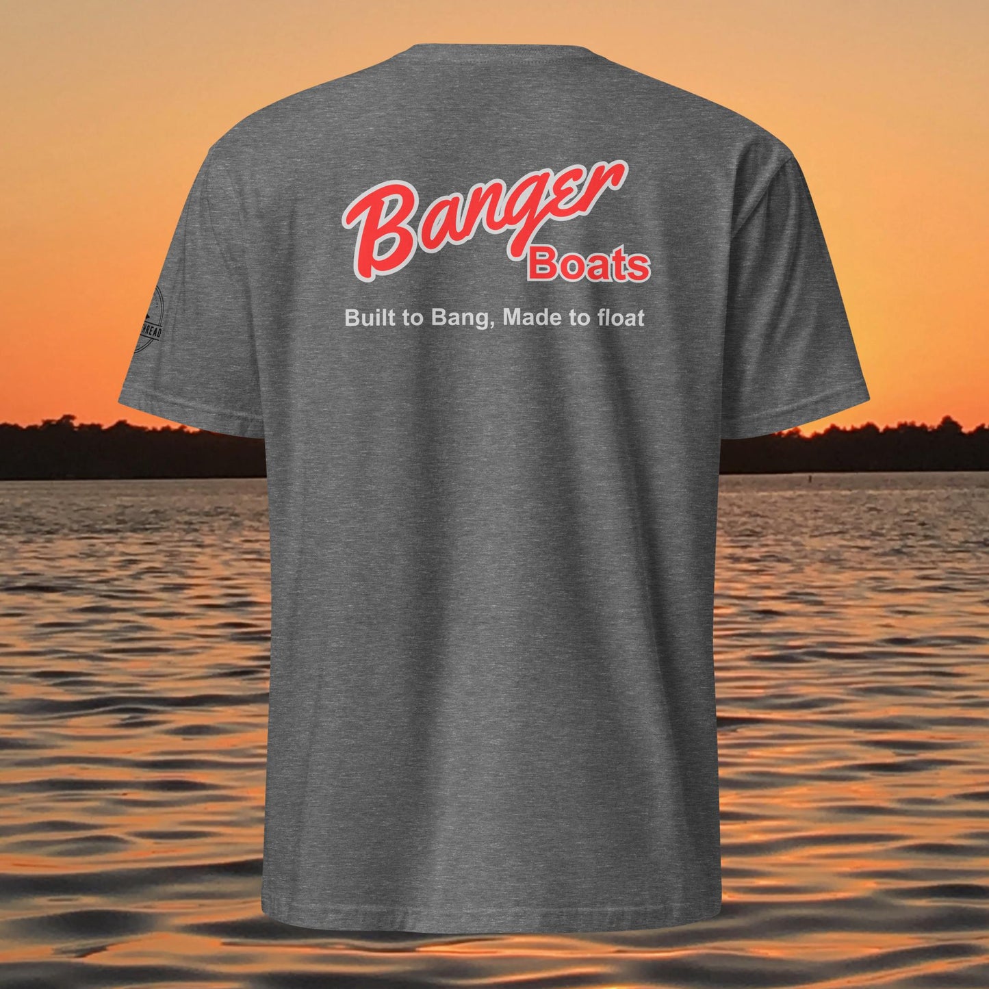 funny muskie fishing shirt built to bang made to float design grey