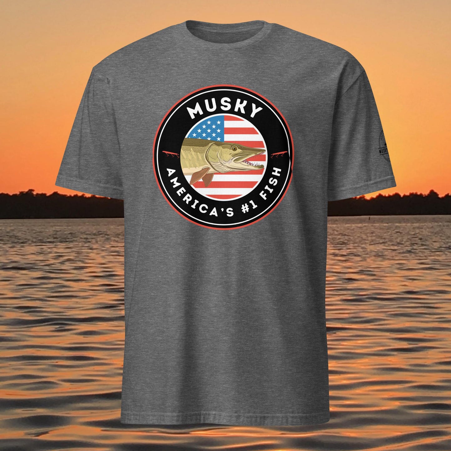 musky fishing shirt americas number one fish design dark grey