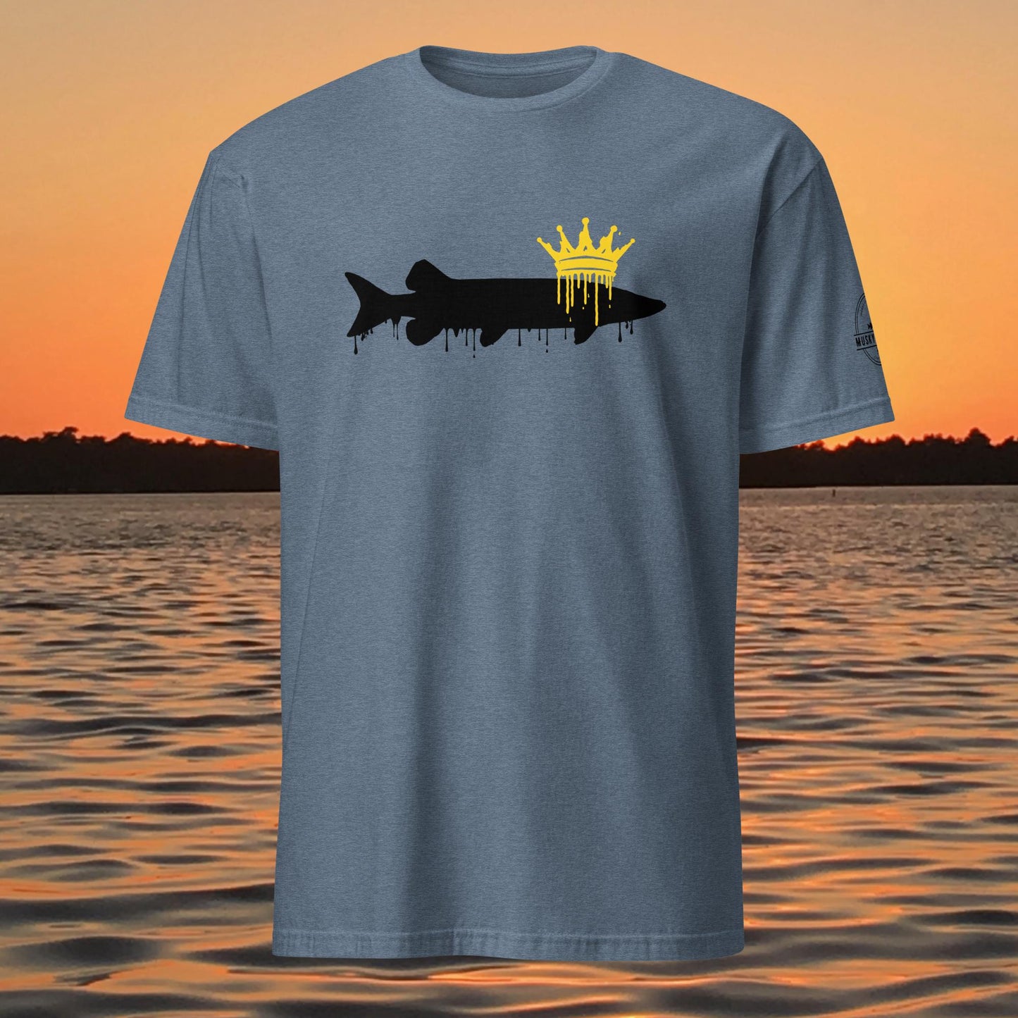 muskie fishing shirt king of freshwater crowned muskie graphic design blue