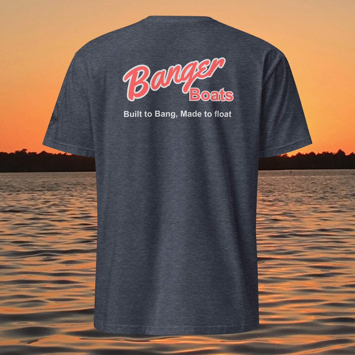 funny muskie fishing shirt built to bang made to float design navy
