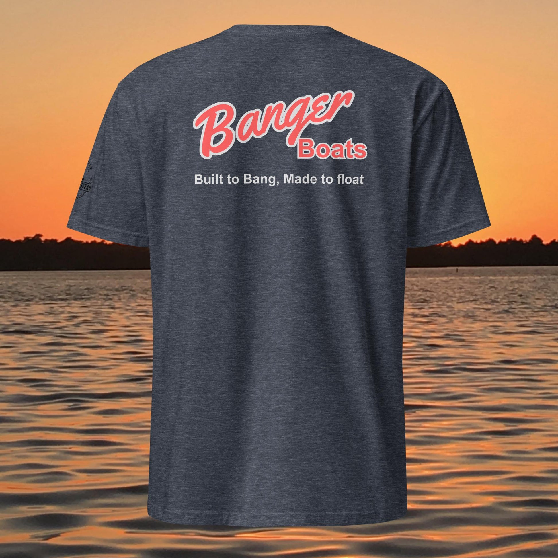 funny muskie fishing shirt built to bang made to float design navy