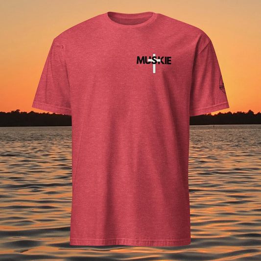 minimalist muskie cross fishing t shirt small chest musky fishing design