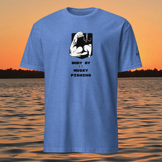 funny muskie fishing shirt body by musky fishing graphic tee blue