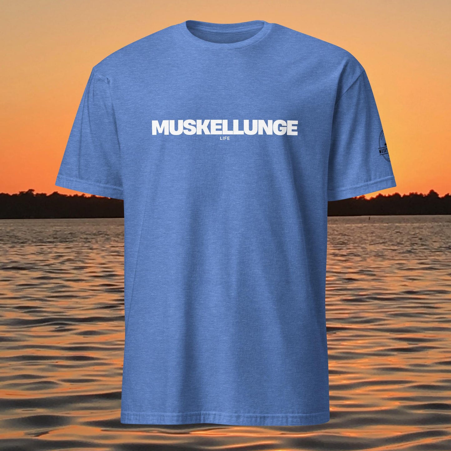 muskellunge muskie fishing shirt minimal design black t shirt blue