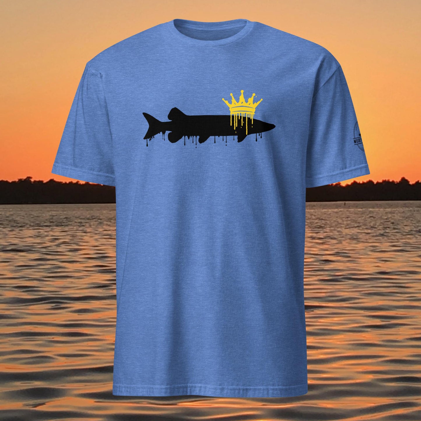 muskie fishing shirt king of freshwater crowned muskie graphic design blue