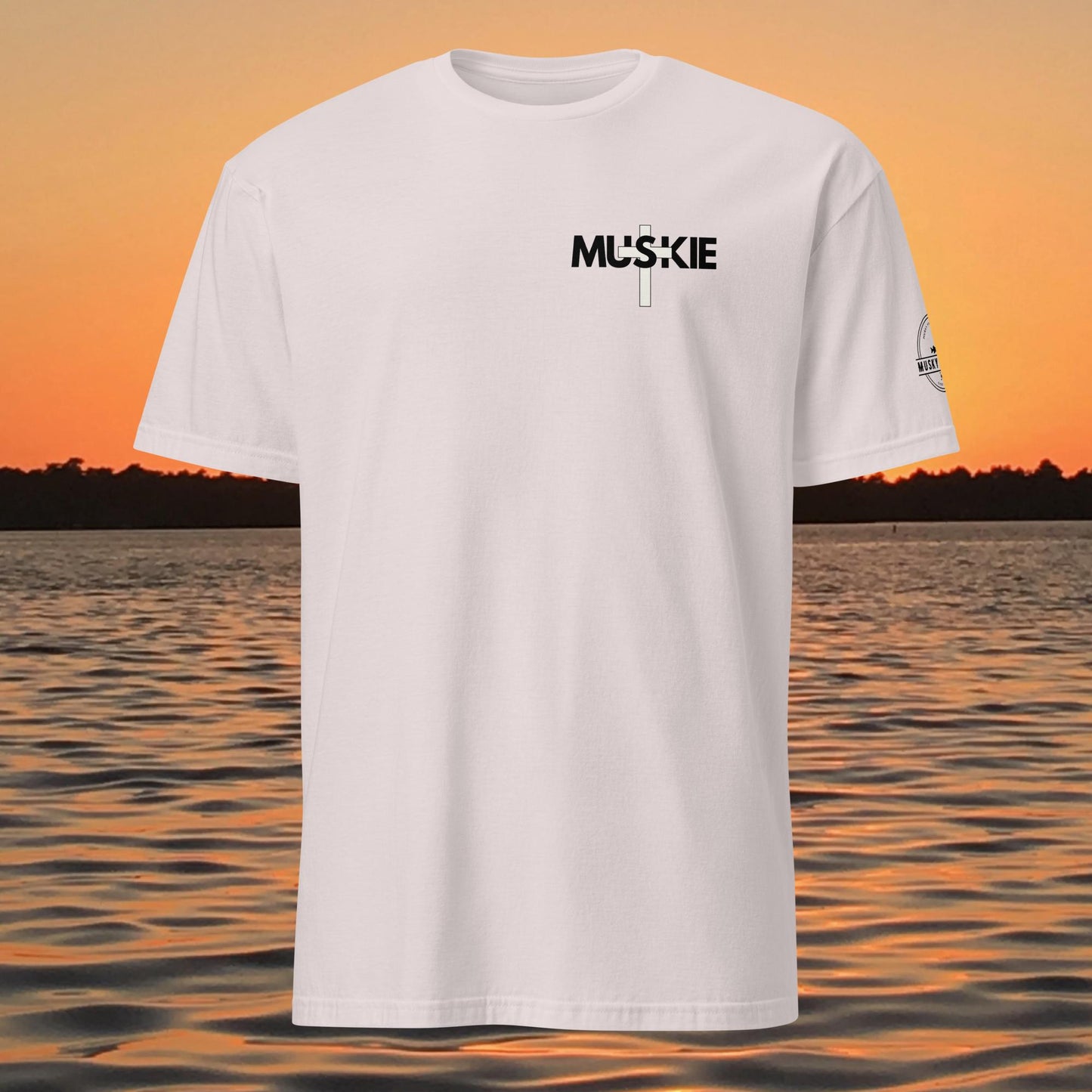 minimalist muskie cross fishing t shirt small chest musky fishing design