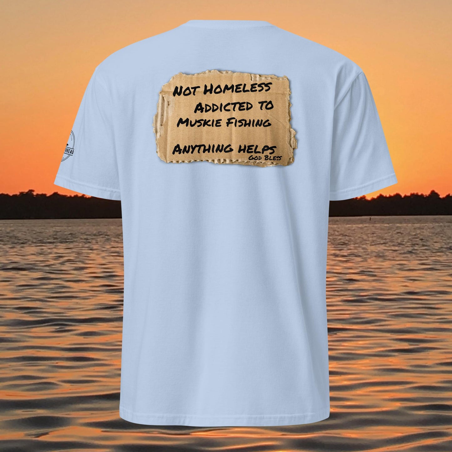 funny muskie fishing shirt addicted to muskie fishing graphic tee light blue