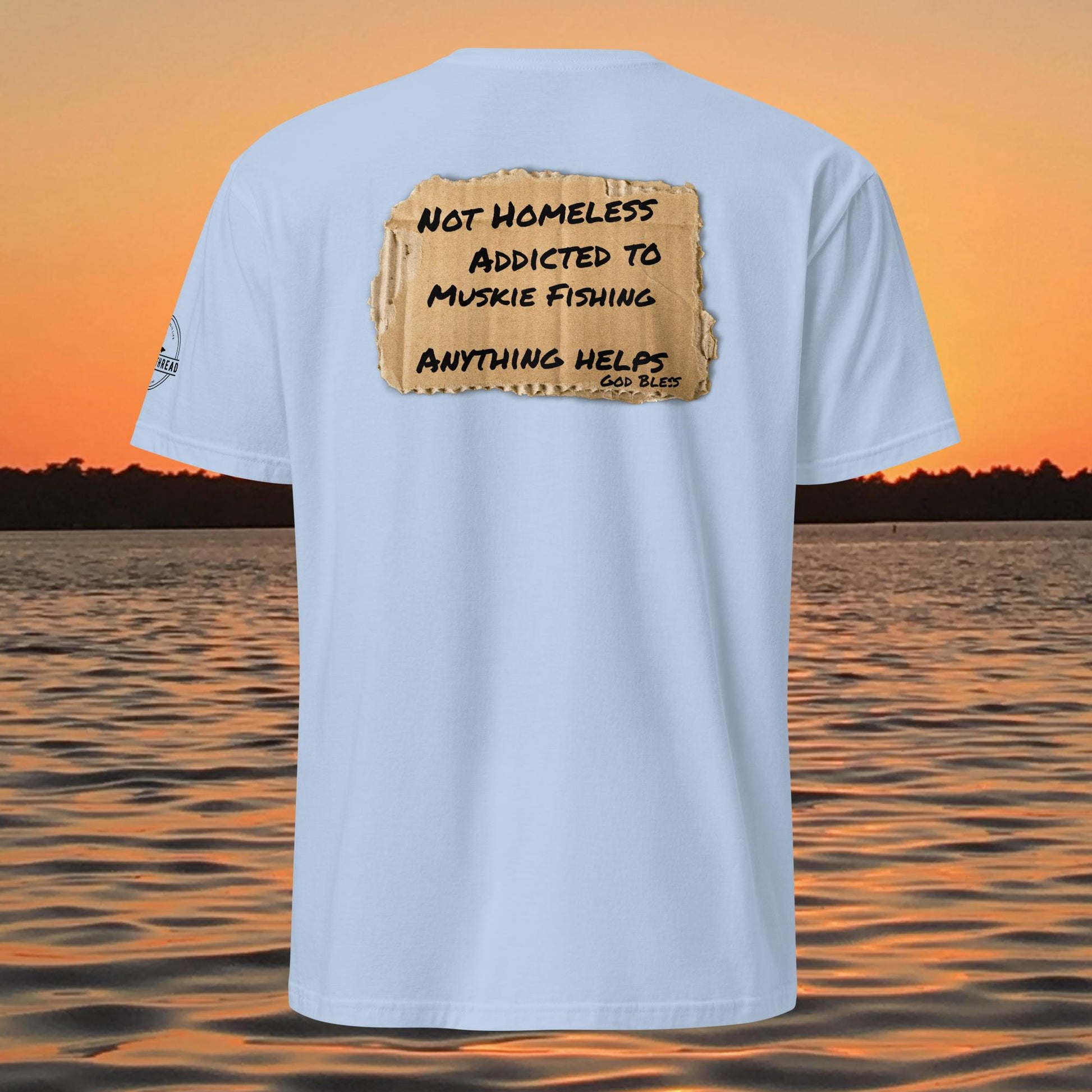 funny muskie fishing shirt addicted to muskie fishing graphic tee light blue