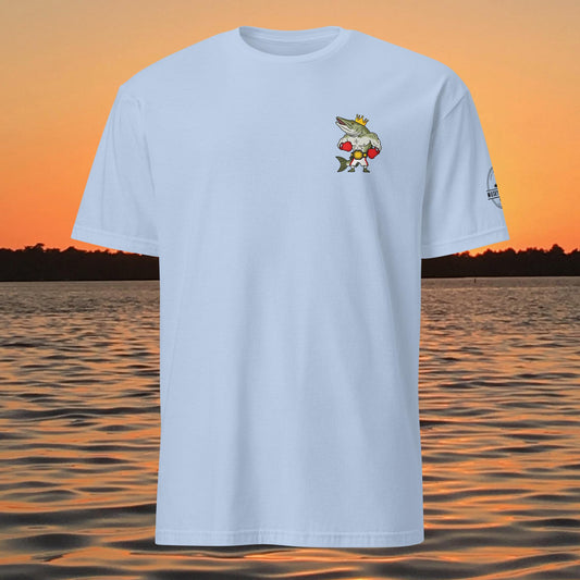 funny muskie fishing shirt fresh water champ musky graphic tee light blue