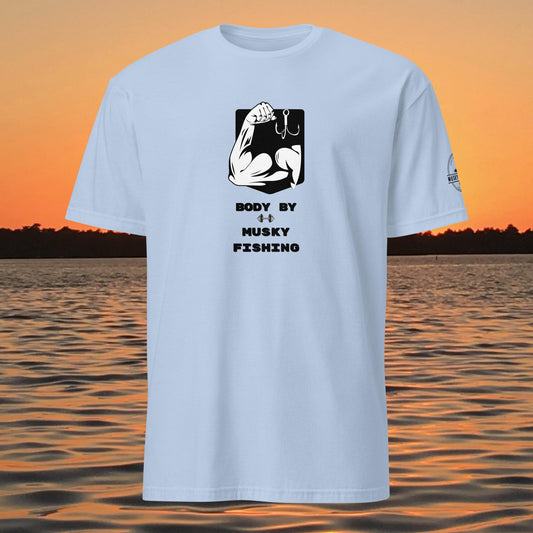 funny muskie fishing shirt body by musky fishing graphic tee light blue