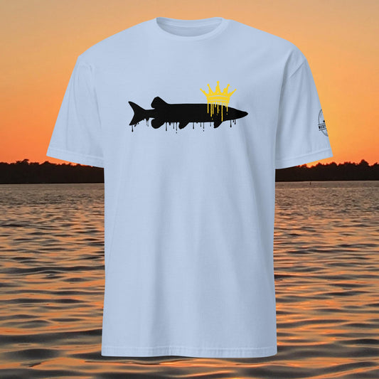 muskie fishing shirt king of freshwater crowned muskie graphic design light blue