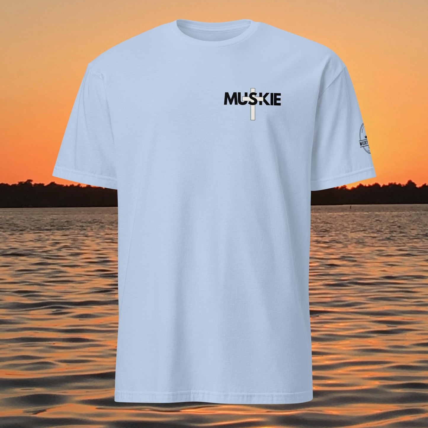 minimalist muskie cross fishing t shirt small chest musky fishing design