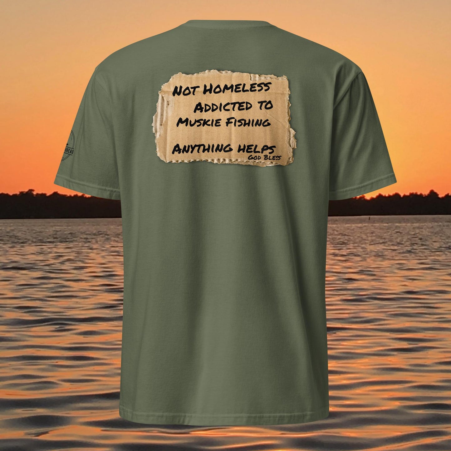 funny muskie fishing shirt addicted to muskie fishing graphic tee green