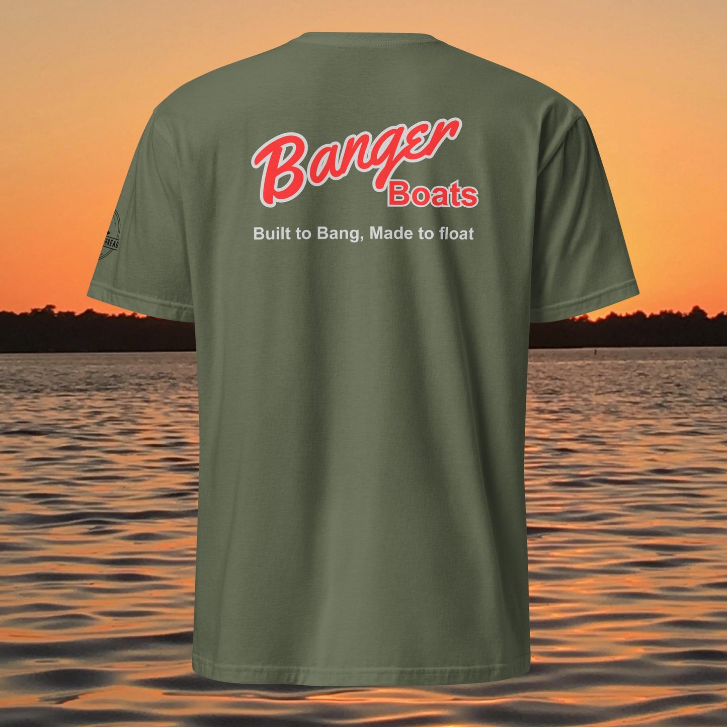 funny muskie fishing shirt built to bang made to float design green