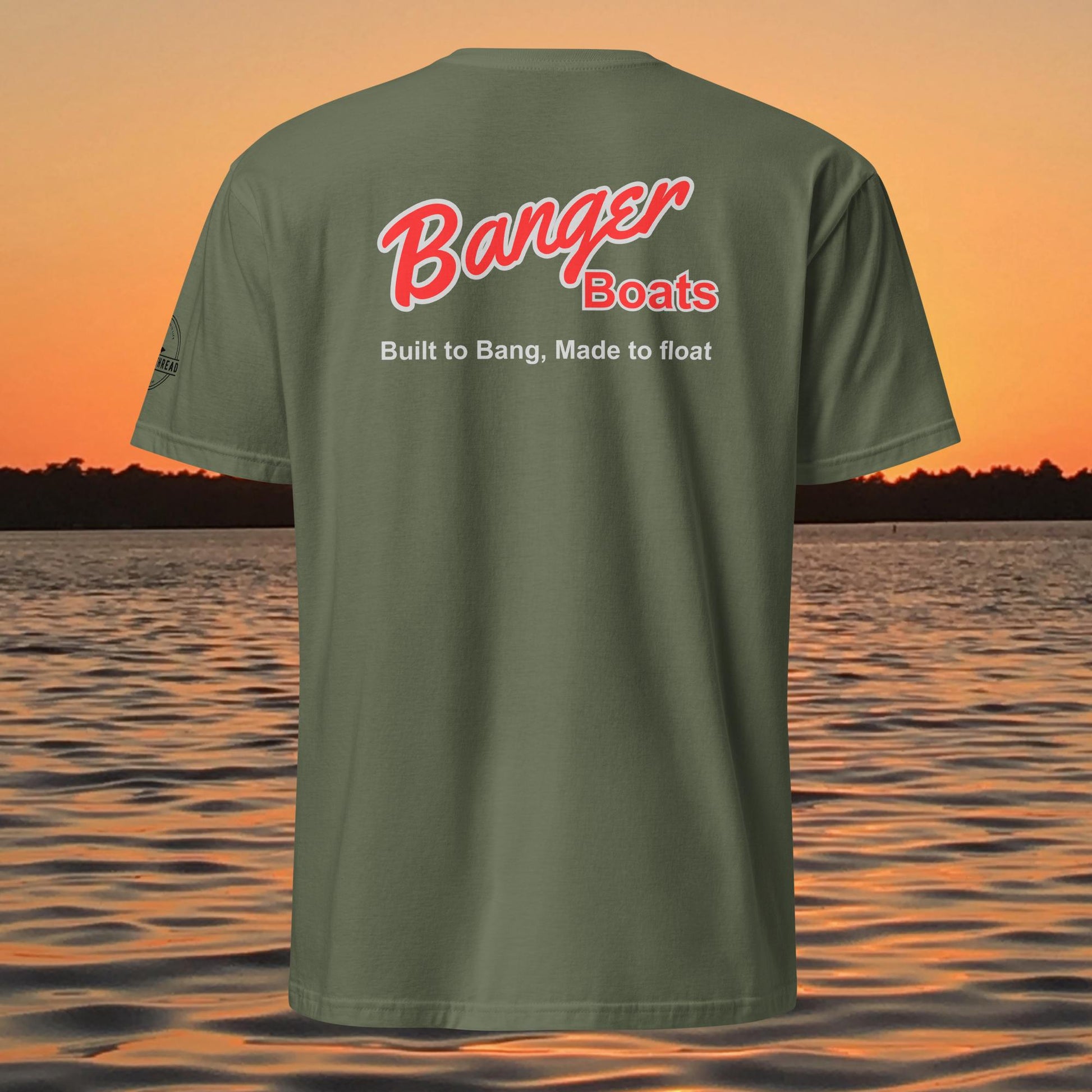 funny muskie fishing shirt built to bang made to float design green
