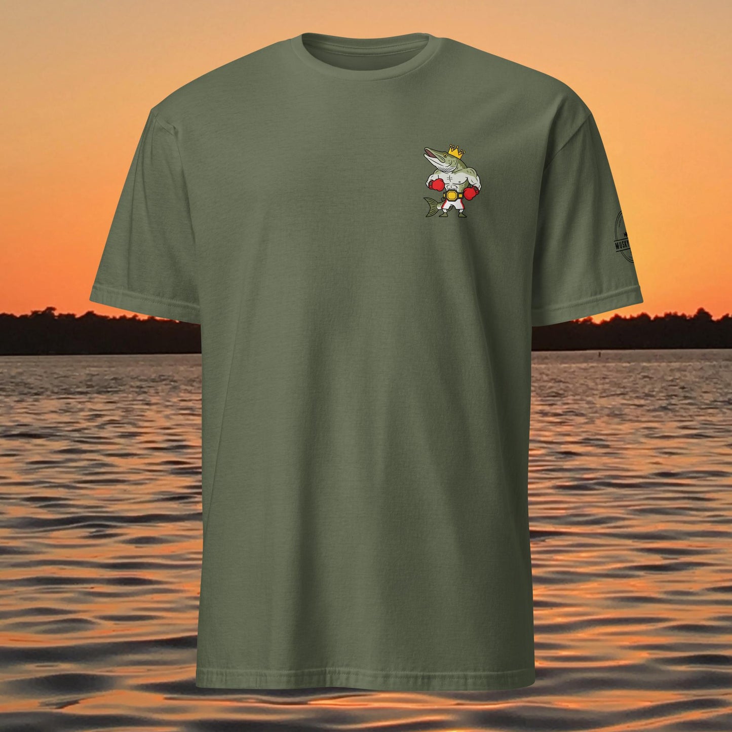 funny muskie fishing shirt fresh water champ musky graphic tee Green
