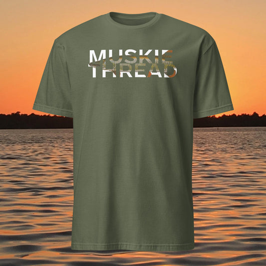 ghosted musky shirt musky thread minimalist muskie fishing t shirt green